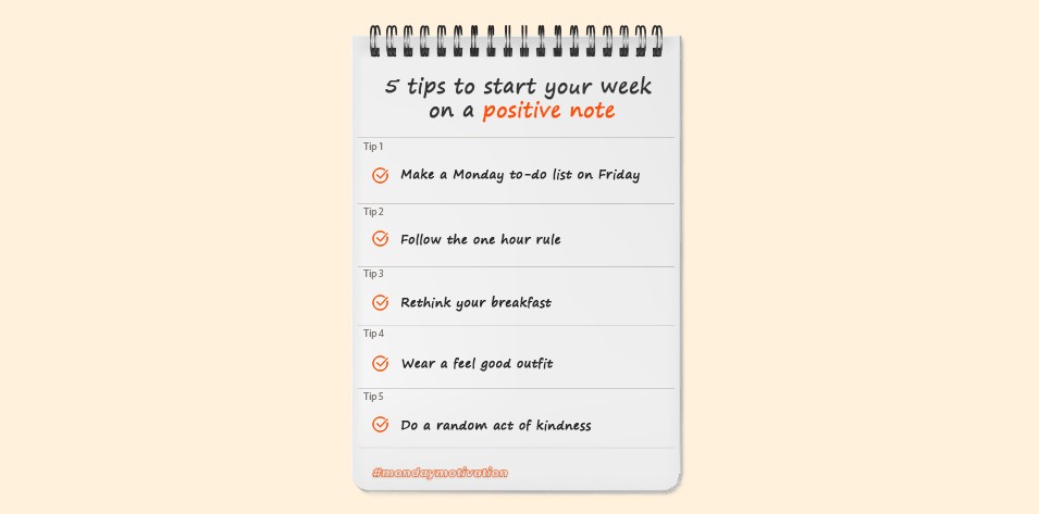 5 Tips to start your week on a positive note