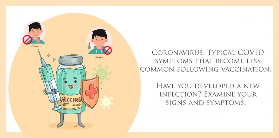 Coronavirus: Typical COVID symptoms that become less common following vaccination.  Have you developed a new infection? Examine your signs and symptoms. 